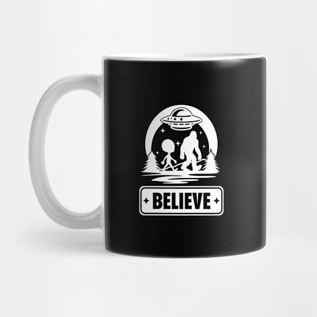 Bigfoot Believer Sasquatch Alien Ufo by Paranormalshirts